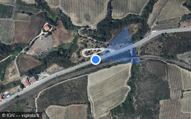 Vue satellite de l'emplacement du radar de vitesse moyenne à Saint-Paul-de-Fenouillet