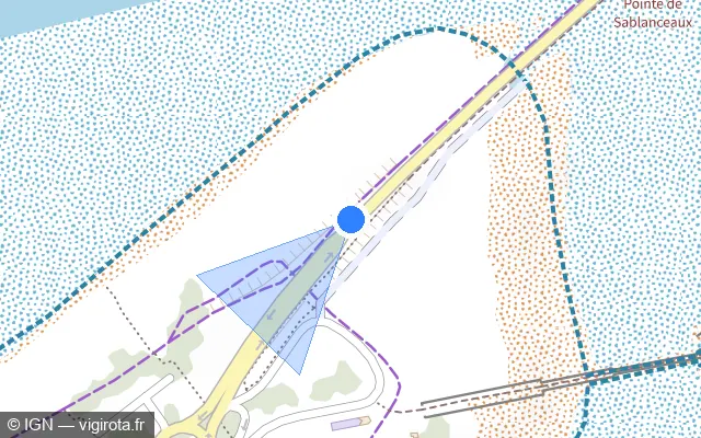 Vue plan de l'emplacement du radar de vitesse moyenne à Rivedoux-Plage