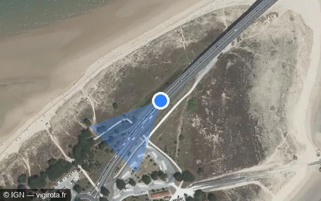 Vue satellite de l'emplacement du radar de vitesse moyenne à Rivedoux-Plage
