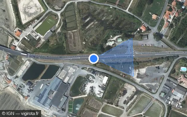 Vue satellite de l'emplacement du radar de vitesse moyenne à Bourcefranc-le-Chapus
