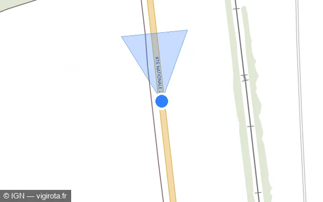 Vue plan de l'emplacement du radar de vitesse moyenne à Cercottes