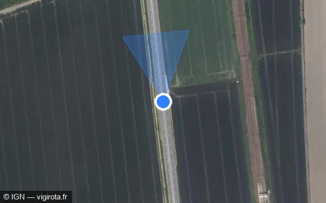 Vue satellite de l'emplacement du radar de vitesse moyenne à Cercottes