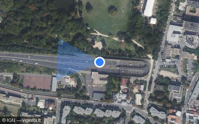 Vue satellite de l'emplacement du radar de vitesse moyenne à Boulogne-Billancourt