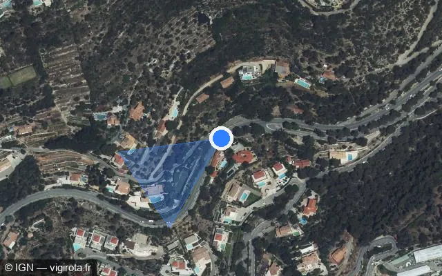 Vue satellite de l'emplacement du radar de vitesse moyenne à Cap-d'Ail