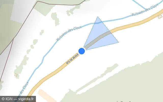 Vue plan de l'emplacement du radar de vitesse moyenne à Auxey-Duresses
