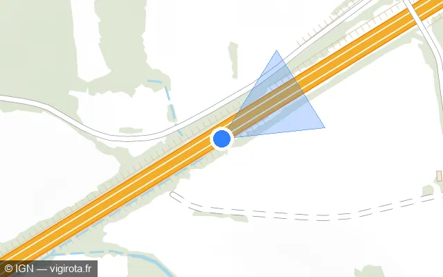 Vue plan de l'emplacement du radar de vitesse moyenne à Gourhel