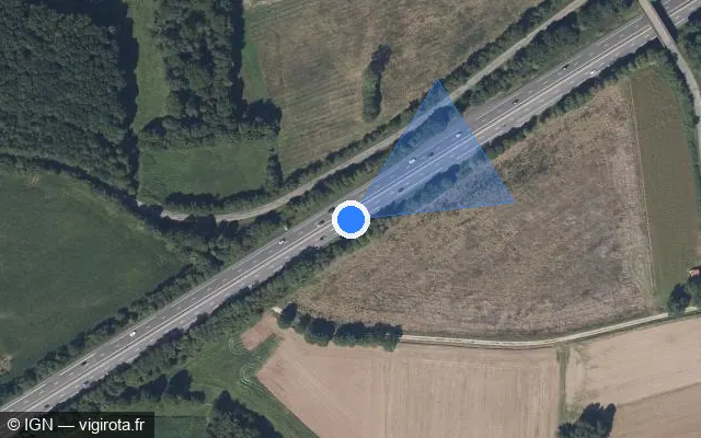 Vue satellite de l'emplacement du radar de vitesse moyenne à Gourhel