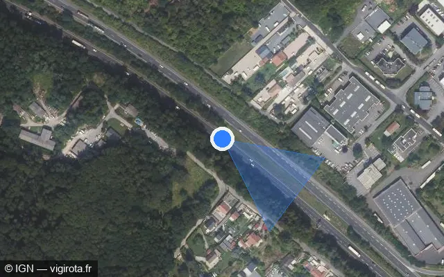 Vue satellite de l'emplacement du radar de vitesse moyenne à Linas