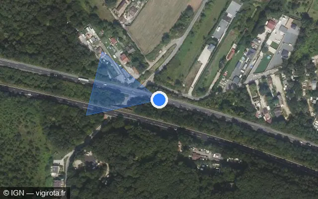 Vue satellite de l'emplacement du radar de vitesse moyenne à Marcoussis