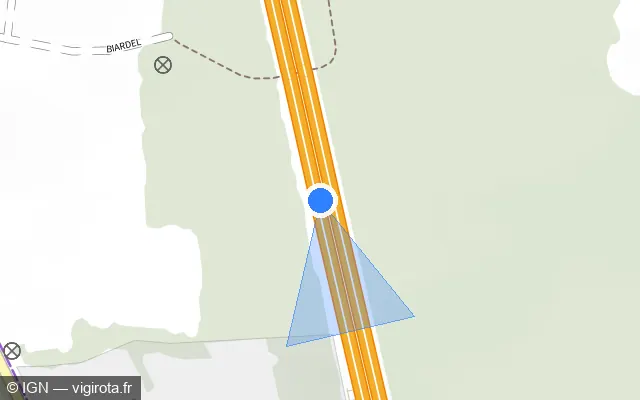 Vue plan de l'emplacement du radar de vitesse moyenne à La Mézière