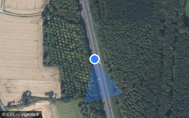 Vue satellite de l'emplacement du radar de vitesse moyenne à La Mézière