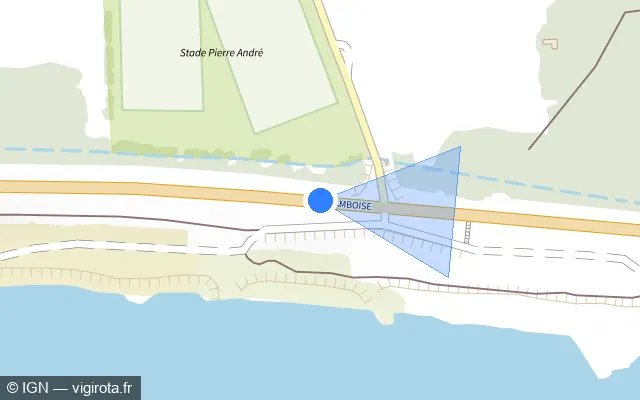 Vue plan de l'emplacement du radar de vitesse moyenne à Noizay