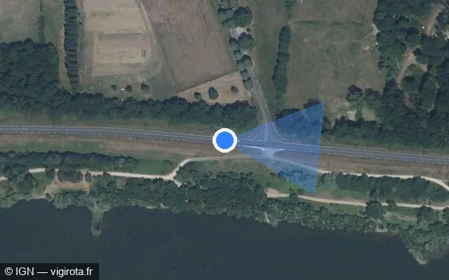 Vue satellite de l'emplacement du radar de vitesse moyenne à Noizay