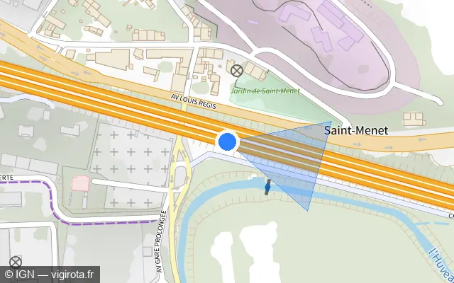 Vue plan de l'emplacement du radar de vitesse moyenne à La Penne-sur-Huveaune