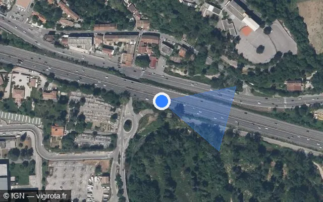 Vue satellite de l'emplacement du radar de vitesse moyenne à La Penne-sur-Huveaune