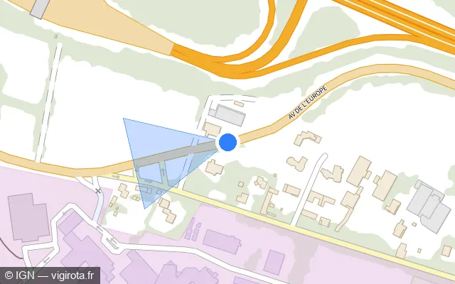 Vue plan de l'emplacement du radar de vitesse moyenne à Pau