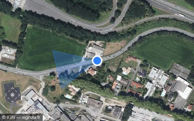 Vue satellite de l'emplacement du radar de vitesse moyenne à Pau