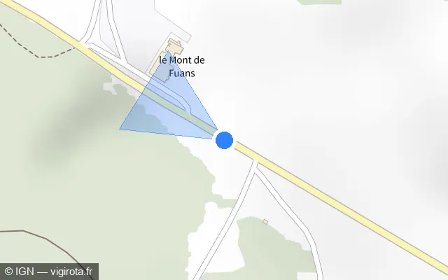 Vue plan de l'emplacement du radar de vitesse moyenne à Fuans