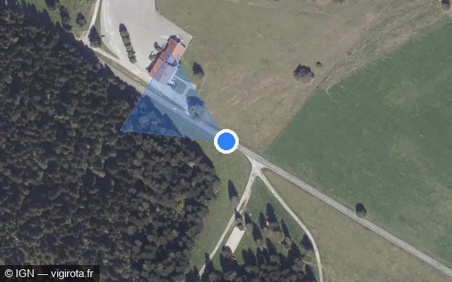 Vue satellite de l'emplacement du radar de vitesse moyenne à Fuans