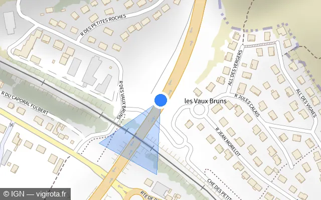 Vue plan de l'emplacement du radar de vitesse moyenne à Talant
