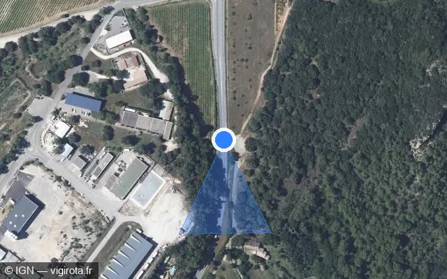 Vue satellite de l'emplacement du radar de vitesse moyenne à Tresques