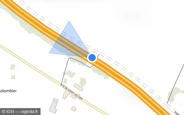 Vue plan de l'emplacement du radar de vitesse moyenne à Sérézin-de-la-Tour