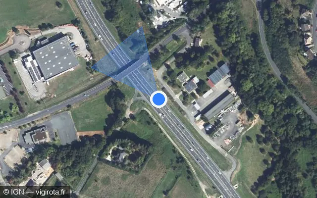 Vue satellite de l'emplacement du radar de vitesse moyenne à Brive-la-Gaillarde