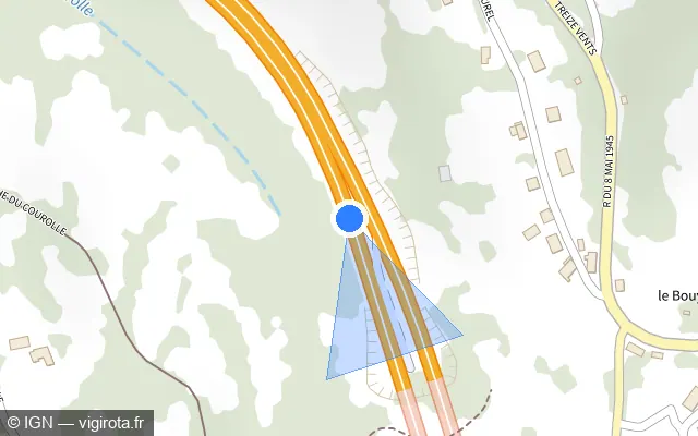Vue plan de l'emplacement du radar de vitesse moyenne à Noailles