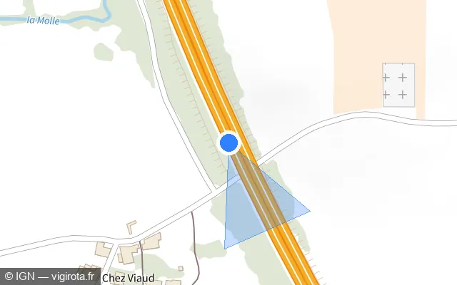 Vue plan de l'emplacement du radar de vitesse moyenne à Saint-Martial-de-Mirambeau