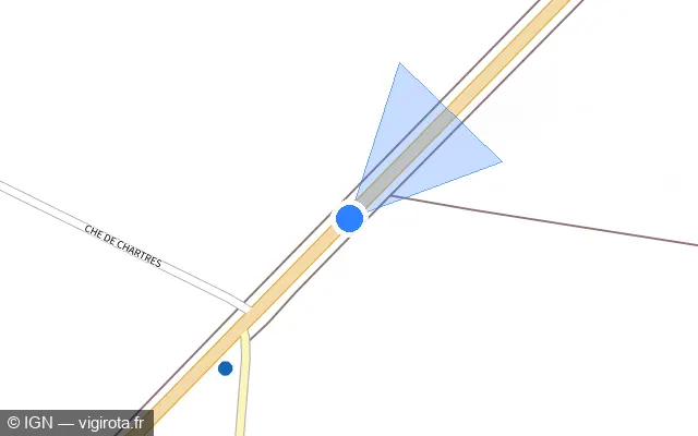 Vue plan de l'emplacement du radar de vitesse moyenne à Le Malesherbois