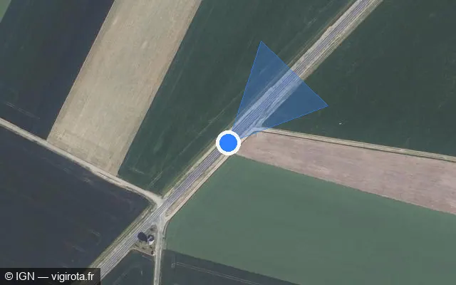 Vue satellite de l'emplacement du radar de vitesse moyenne à Le Malesherbois