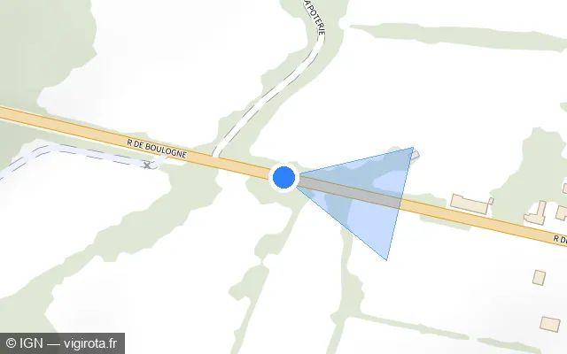 Vue plan de l'emplacement du radar de vitesse moyenne à Wirwignes