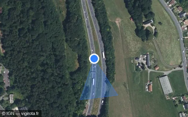 Vue satellite de l'emplacement du radar fixe à Darnétal