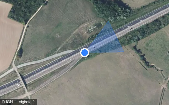 Vue satellite de l'emplacement du radar de vitesse moyenne à Sassangy