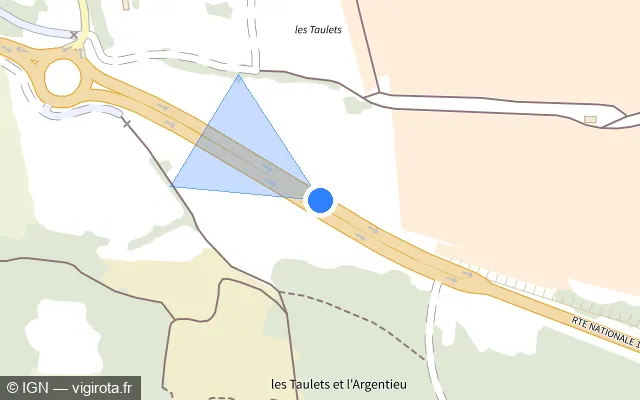Vue plan de l'emplacement du radar de vitesse moyenne à Lançon-Provence