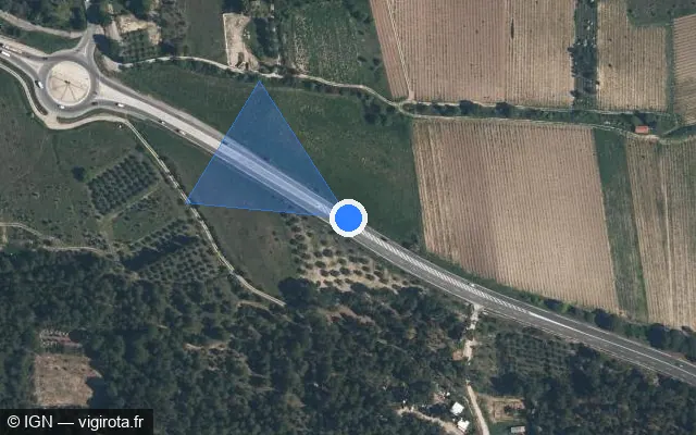 Vue satellite de l'emplacement du radar de vitesse moyenne à Lançon-Provence
