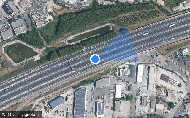 Vue satellite de l'emplacement du radar de vitesse moyenne à Saint-Jean-de-Védas