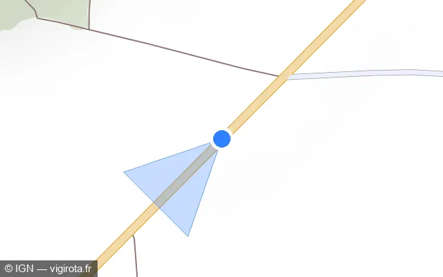 Vue plan de l'emplacement du radar de vitesse moyenne à Augerville-la-Rivière