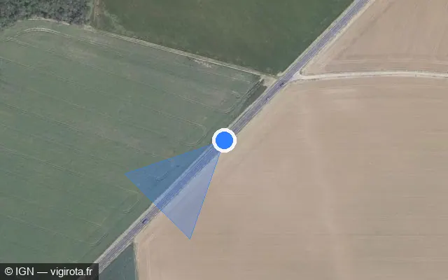 Vue satellite de l'emplacement du radar de vitesse moyenne à Augerville-la-Rivière