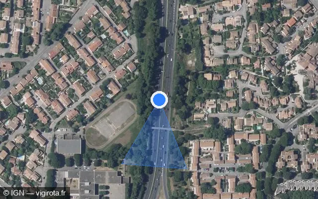 Vue satellite de l'emplacement du radar fixe à Avignon
