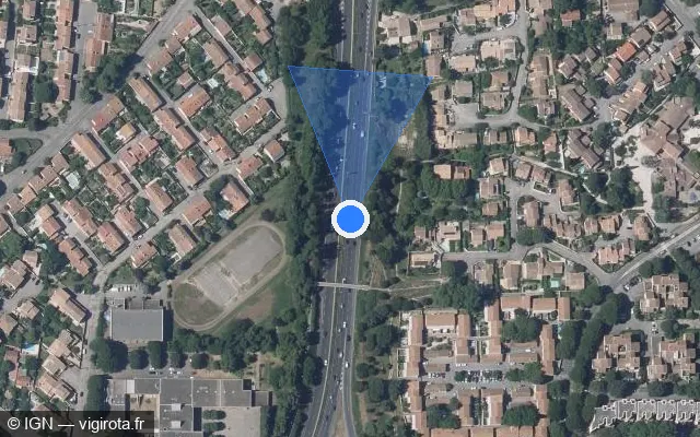 Vue satellite de l'emplacement du radar fixe à Avignon