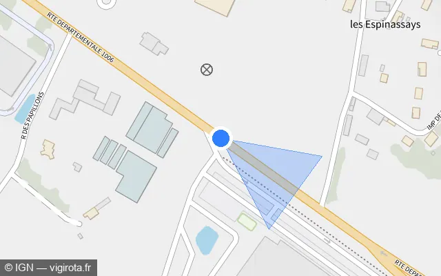 Vue plan de l'emplacement du radar fixe à Saint-Quentin-Fallavier