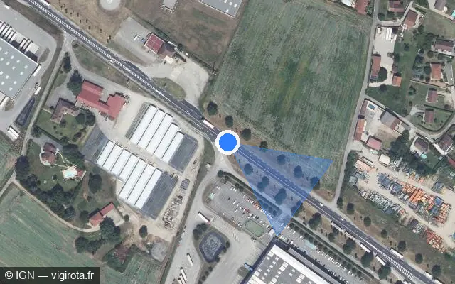 Vue satellite de l'emplacement du radar fixe à Saint-Quentin-Fallavier