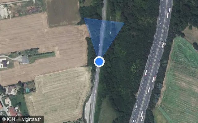 Vue satellite de l'emplacement du radar fixe à Reventin-Vaugris