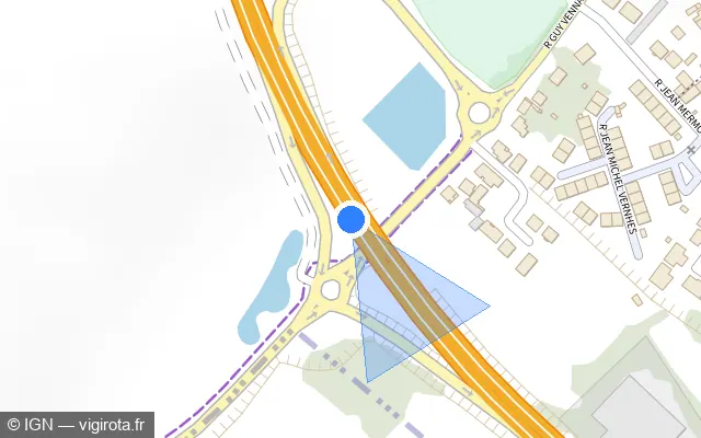 Vue plan de l'emplacement du radar fixe à Moisselles