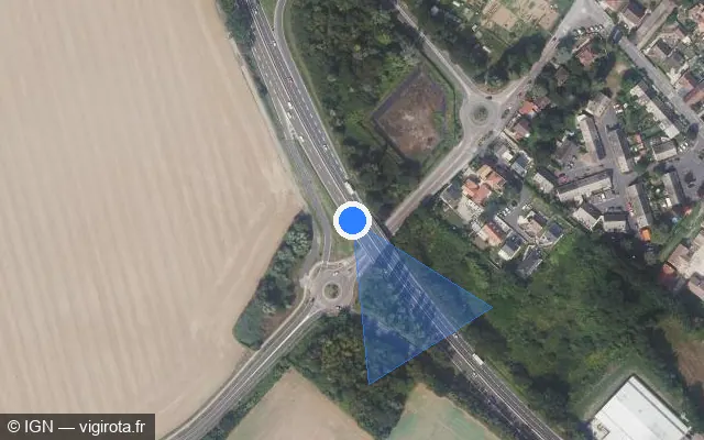 Vue satellite de l'emplacement du radar fixe à Moisselles