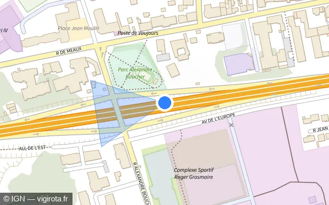 Vue plan de l'emplacement du radar fixe à Vaujours