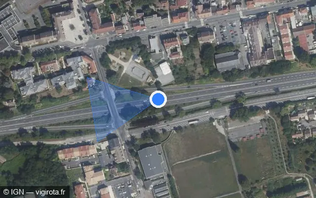 Vue satellite de l'emplacement du radar fixe à Vaujours