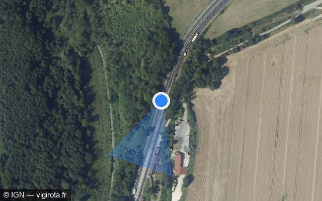 Vue satellite de l'emplacement du radar fixe à Largny-sur-Automne