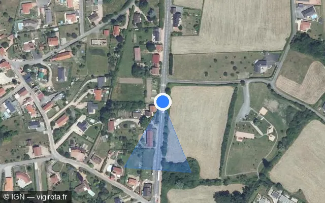Vue satellite de l'emplacement du radar fixe à Creuzier-le-Neuf